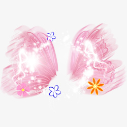 粉色梦幻蝴蝶花朵装饰图案素材