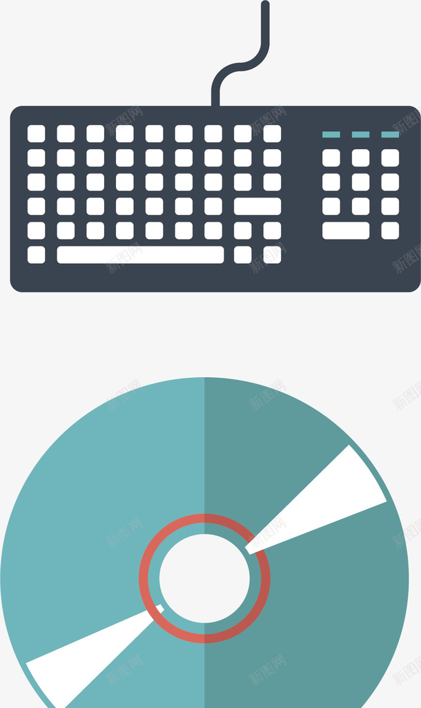 黑色有线键盘矢量图eps免抠素材_88icon https://88icon.com 光盘 有线键盘 矢量素材 黑色键盘 矢量图