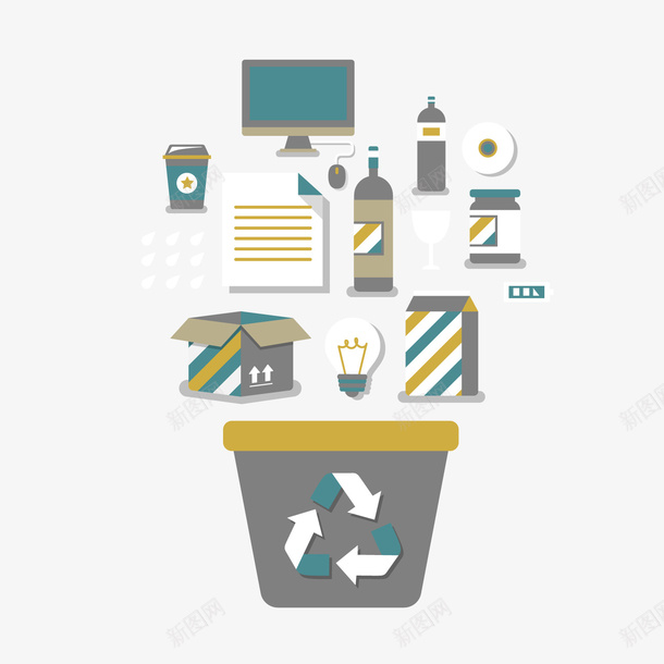 回收环保垃圾桶png免抠素材_88icon https://88icon.com 卡通垃圾桶 回收装饰 环保装饰 背景装饰