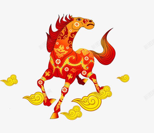 马png免抠素材_88icon https://88icon.com 卡通 彩绘 彩色 手绘 插画 祥云 马