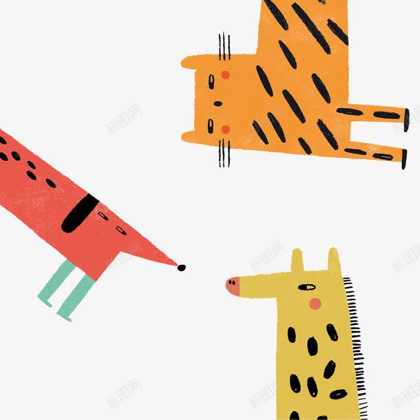 卡通可爱猫狗长颈鹿png免抠素材_88icon https://88icon.com 动物 卡通 可爱 狗 猫 长颈鹿