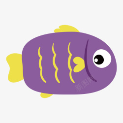 世界海洋日卡通紫色小鱼矢量图素材