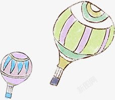 创意合成水彩空中的热气球素材