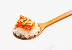 勺子上的泡菜米饭素材