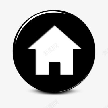 黑色圆形房子图标图标