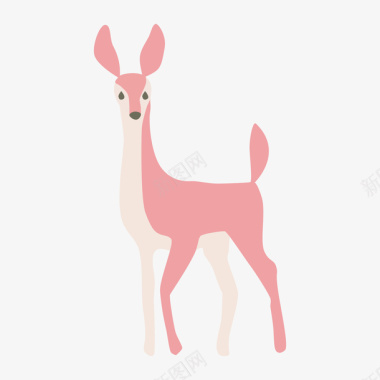 动物粉色扁平化小鹿元素矢量图图标图标