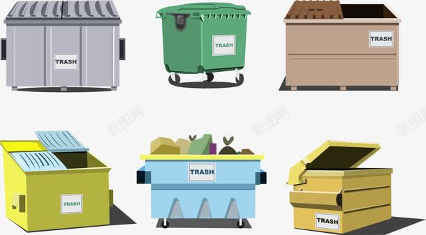 垃圾站png免抠素材_88icon https://88icon.com 卡通 回收垃圾 垃圾处理 垃圾桶 彩色