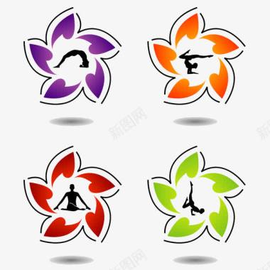 花朵瑜伽logo片图标图标