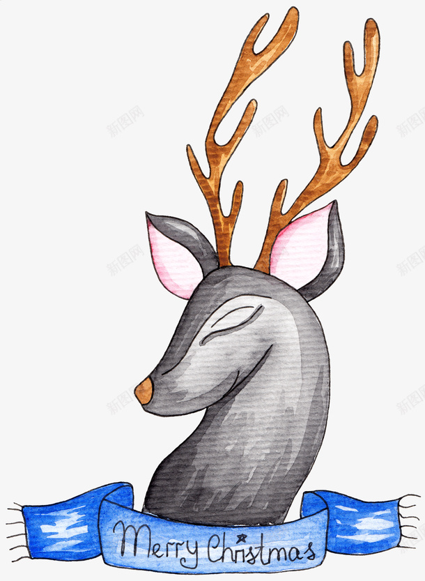 灰色手绘的小鹿标签png免抠素材_88icon https://88icon.com 动漫动画 动物 卡通手绘 小鹿 蓝色标签 装饰图