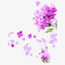 紫色手绘落花素材