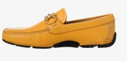 黄色真皮的豆豆鞋素材