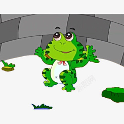 卡通井底之蛙插画素材
