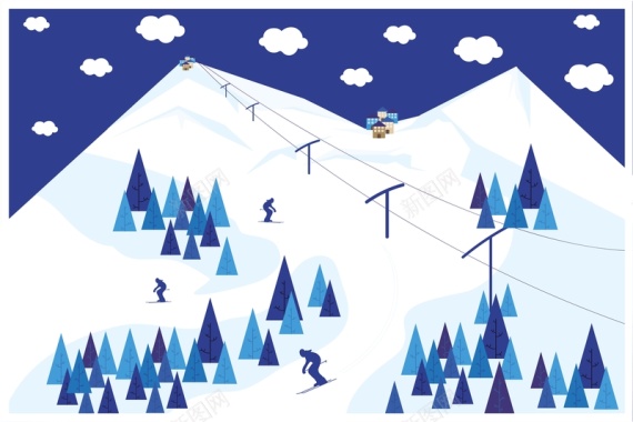 滑雪度假矢量海报背景模板背景