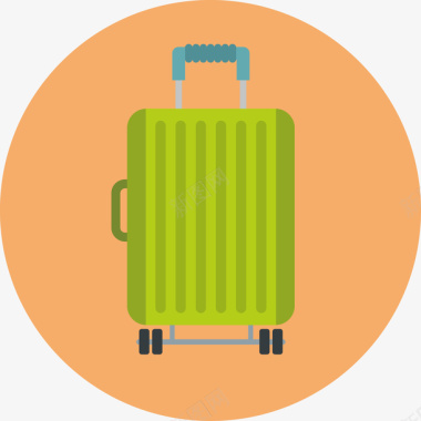 扁平化绿色行李箱图标矢量图图标