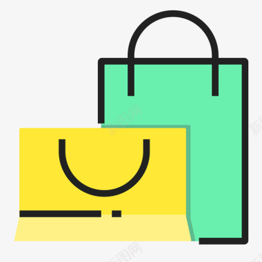 购物彩色手绘购物袋元素矢量图图标图标