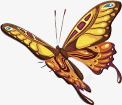 黄色蝴蝶美景手绘艺术素材
