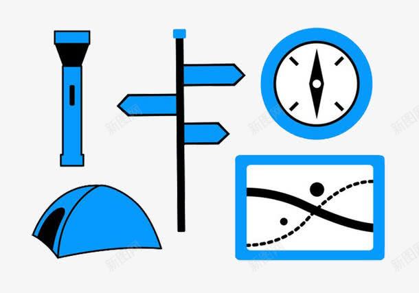 蓝色指路标示方向png免抠素材_88icon https://88icon.com 帐篷 手电筒 郊游 野外