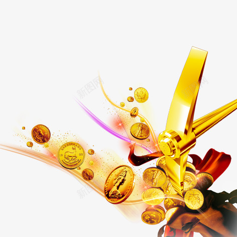 挖金psd免抠素材_88icon https://88icon.com 商务 装饰 财富 金币 金色 金融 金镐