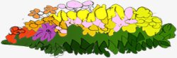 手绘彩色卡通花朵景观素材