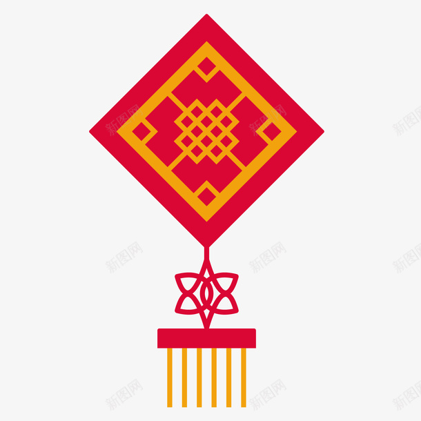 春节装饰中国结矢量图ai免抠素材_88icon https://88icon.com 中国结 中国风 扁平化 新年 春节 红色 矢量图