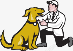 卡通手绘医生和狗狗素材