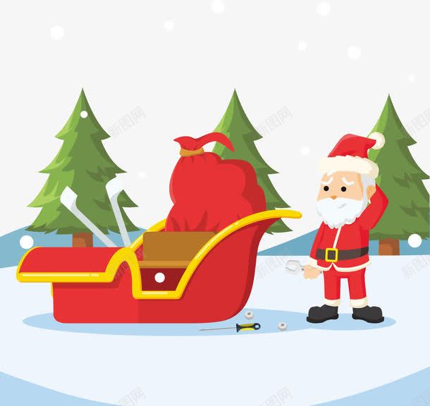 修雪橇的圣诞老人插画png免抠素材_88icon https://88icon.com 卡通插画库 圣诞老人 圣诞老人素材 圣诞节插画库 雪橇插画