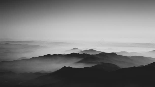 黑白色中国风山峰背景