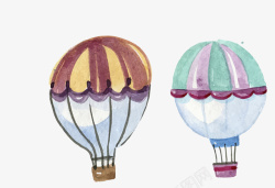 失灵彩色油画感两款热气球矢量图素材
