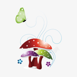 小蘑菇和蝴蝶矢量图素材