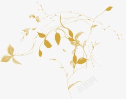创意合成黄色的手绘花朵树枝素材