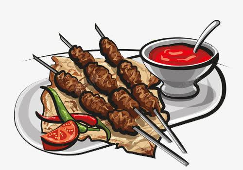 一盘美味的烤肉串png免抠素材_88icon https://88icon.com 卡通 手绘 美食 食物