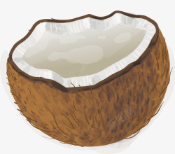 手绘开口的椰子矢量图素材