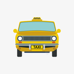 卡通手绘复古黄色出租车素材