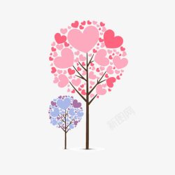 卡通粉色树蓝色树素材
