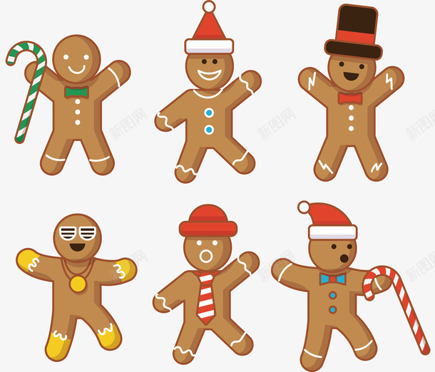 可爱圣诞小人饼干矢量图ai免抠素材_88icon https://88icon.com 可爱饼干 圣诞节 圣诞饼干 小人饼干 矢量png 饼干 矢量图