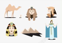 法老埃及艳后骆驼矢量图素材