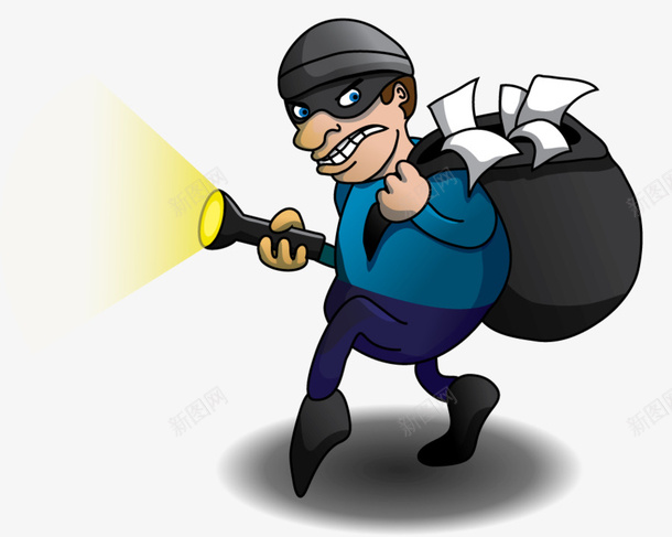 卡通照明的小偷抠图png免抠素材_88icon https://88icon.com 免抠图 抠图 拎袋子 插画 照明的小偷 背袋子的人 装饰画 警察抓贼