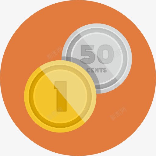 两枚硬币png免抠素材_88icon https://88icon.com 卡通 金币 银币