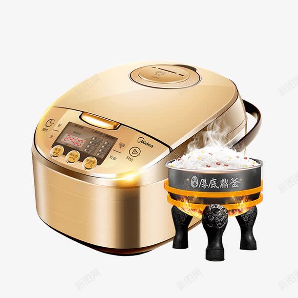 金色的电饭锅png免抠素材_88icon https://88icon.com 产品实物 电器 电锅 电饭锅 米饭 金色