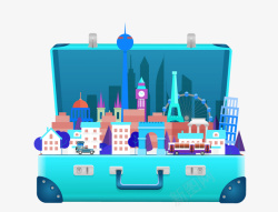 世界旅游日创意行李箱素材