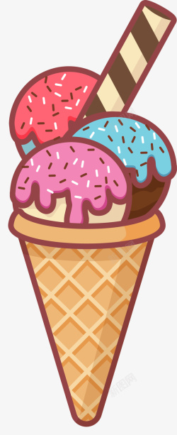 彩色美味夏日冰淇淋素材