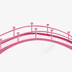 手绘桥粉色心素材
