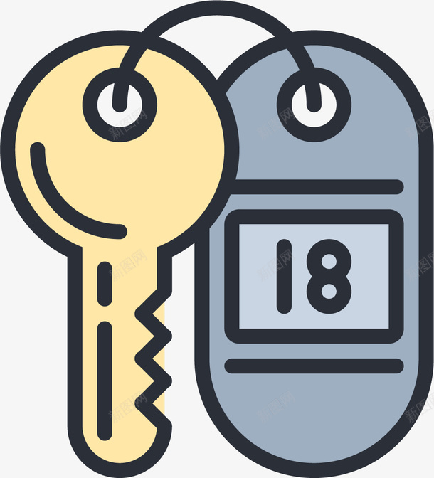 手绘卡通钥匙和锁png免抠素材_88icon https://88icon.com 一把钥匙 一把锁 卡通 手绘 手绘卡通钥匙和锁 钥匙 锁