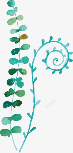 手绘小清新水彩植物矢量图素材