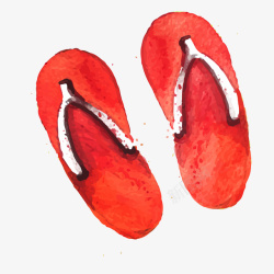 红色的手绘拖鞋矢量图素材
