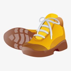 黄色登山鞋运动鞋矢量图素材