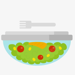 卡通扁平化蔬菜水果沙拉矢量图素材