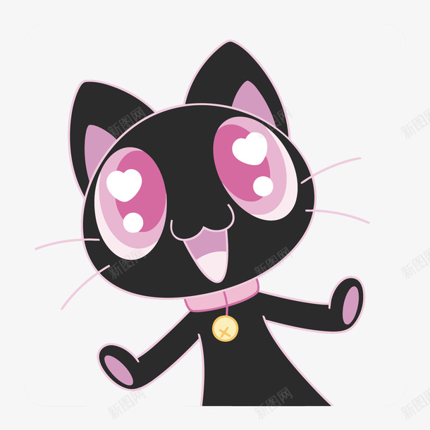 粉色眼睛的黑猫矢量图eps免抠素材_88icon https://88icon.com 儿童画 卡通 可爱 幼儿园 手绘 矢量黑猫 简笔画 黑猫PNG矢量图 黑猫免扣PNG图 矢量图