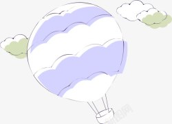 紫色卡通热气球云朵装饰图案素材