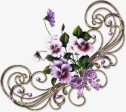 紫色蝴蝶结装饰花素材